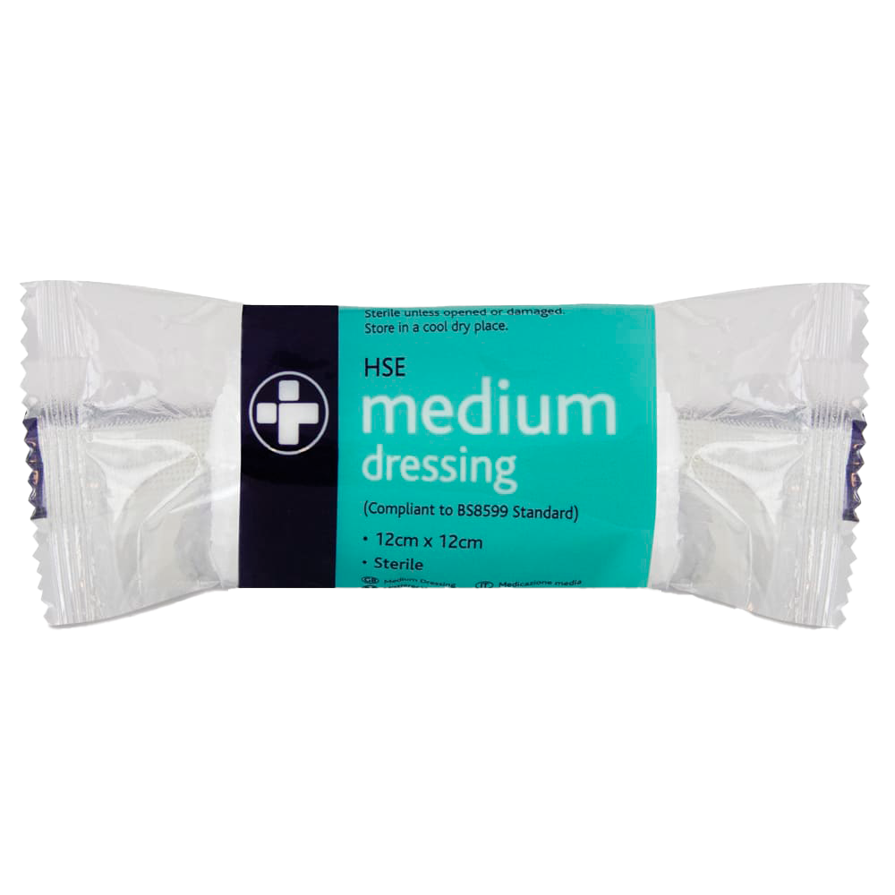 Packaged medium dressing with HSE branding on a white background