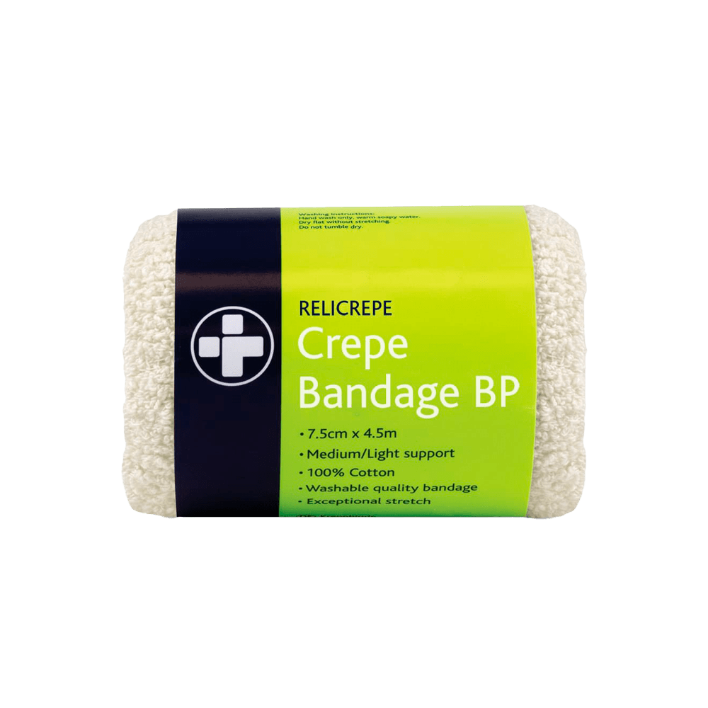 Crepe bandage with green label on a green background
