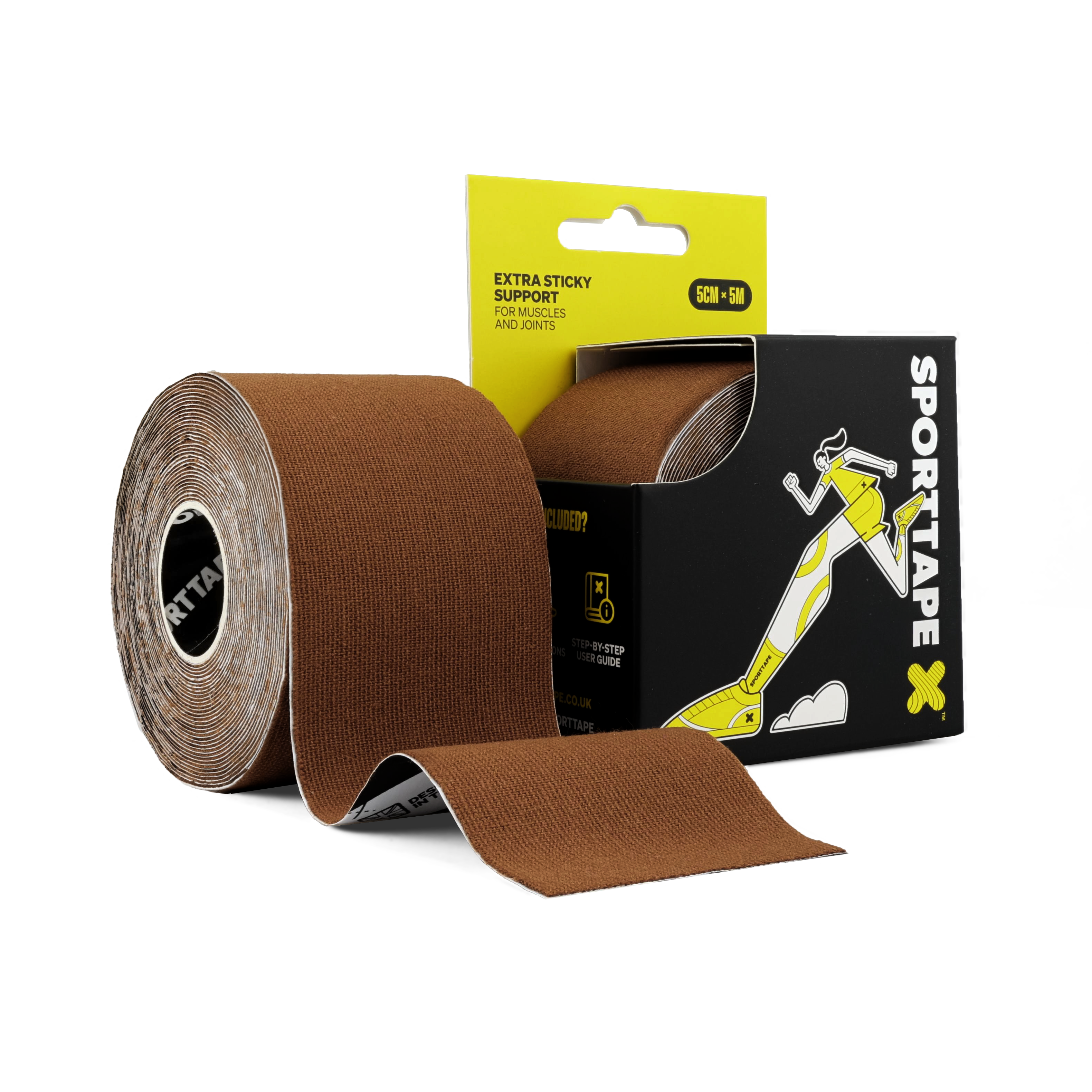 5cm x 5m roll of Brown Skin Tone Kinesiology Tape