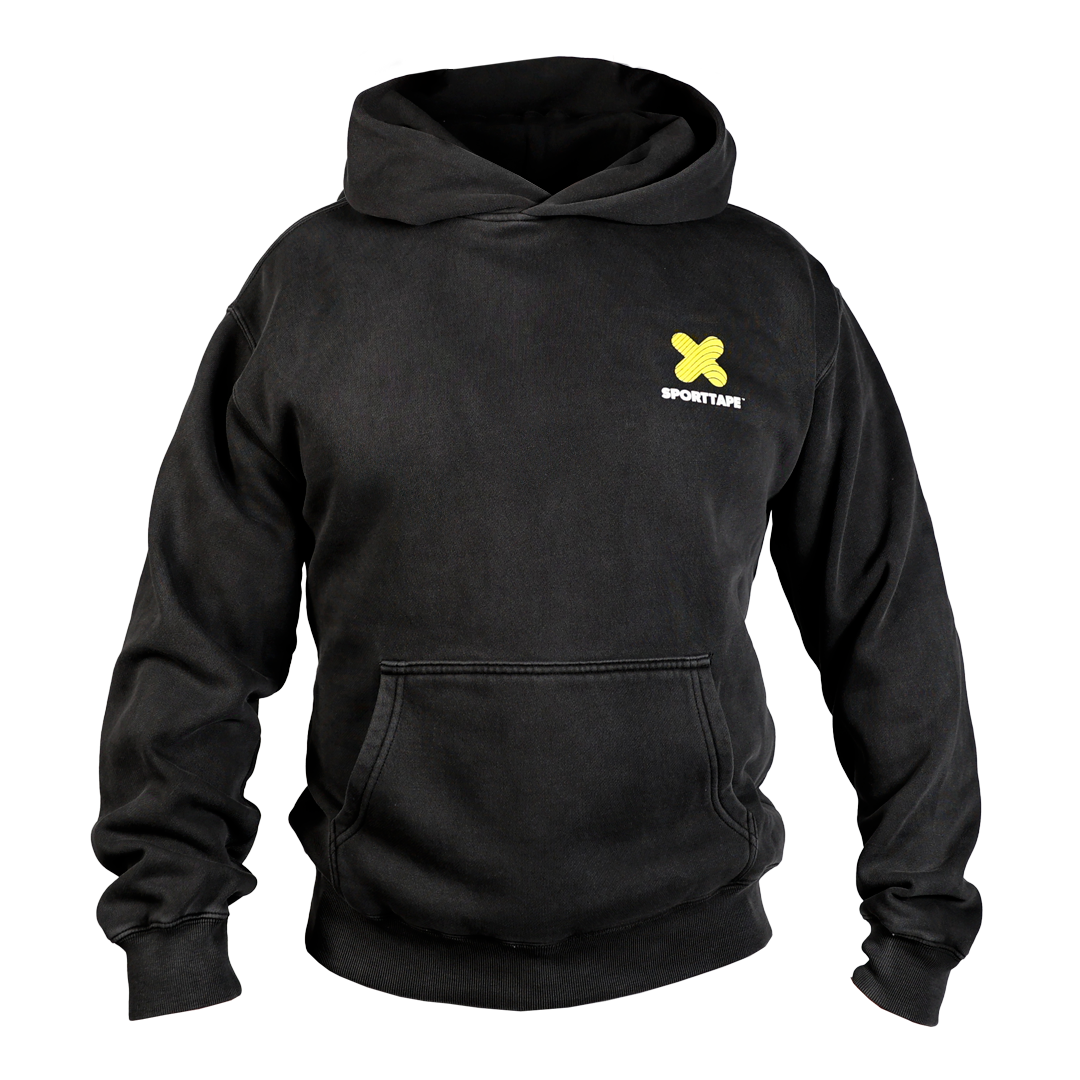 Always chasing Hoodie Washed Black Front
