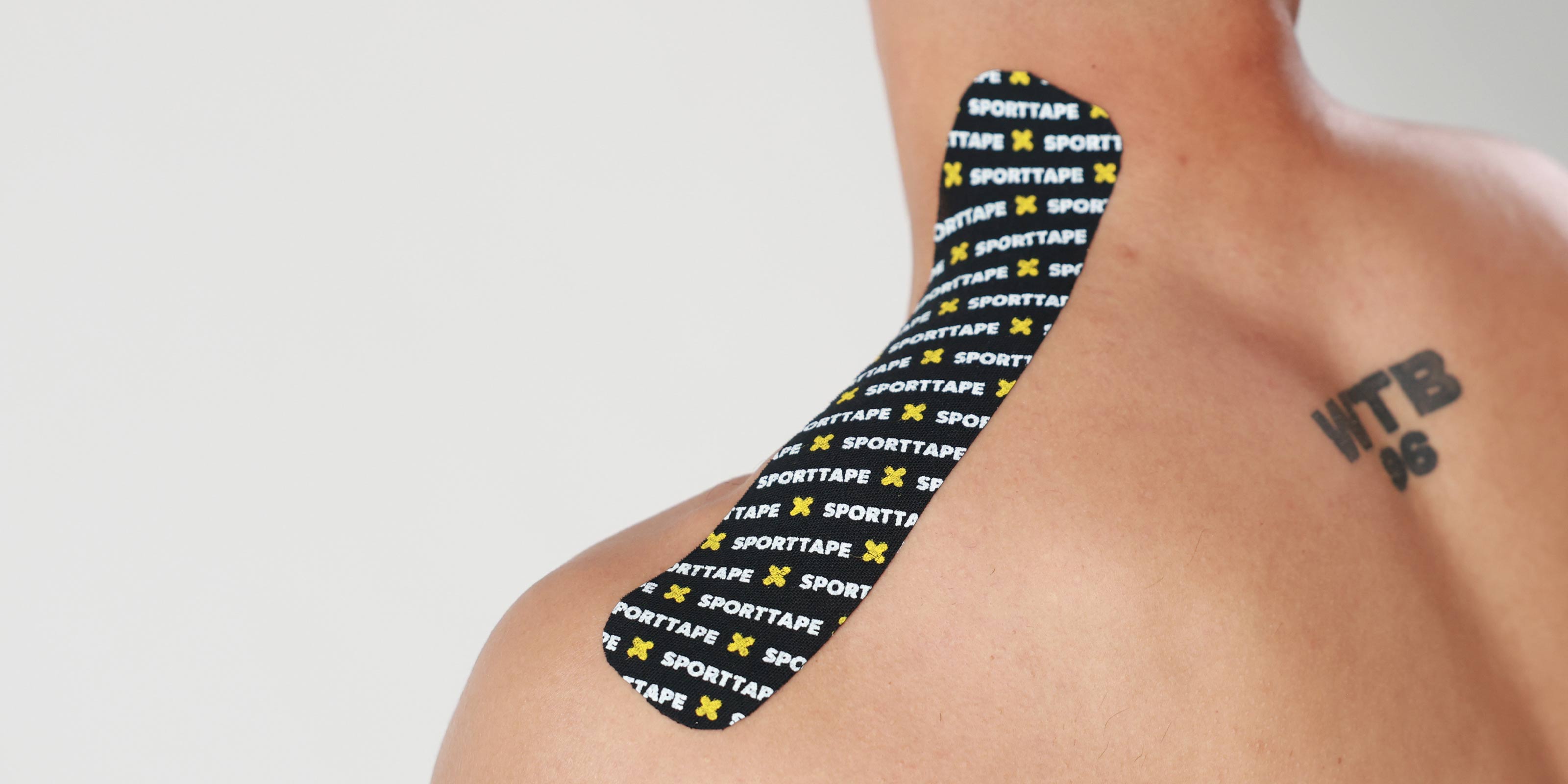Person wearing SPORTTAPE on a plain background