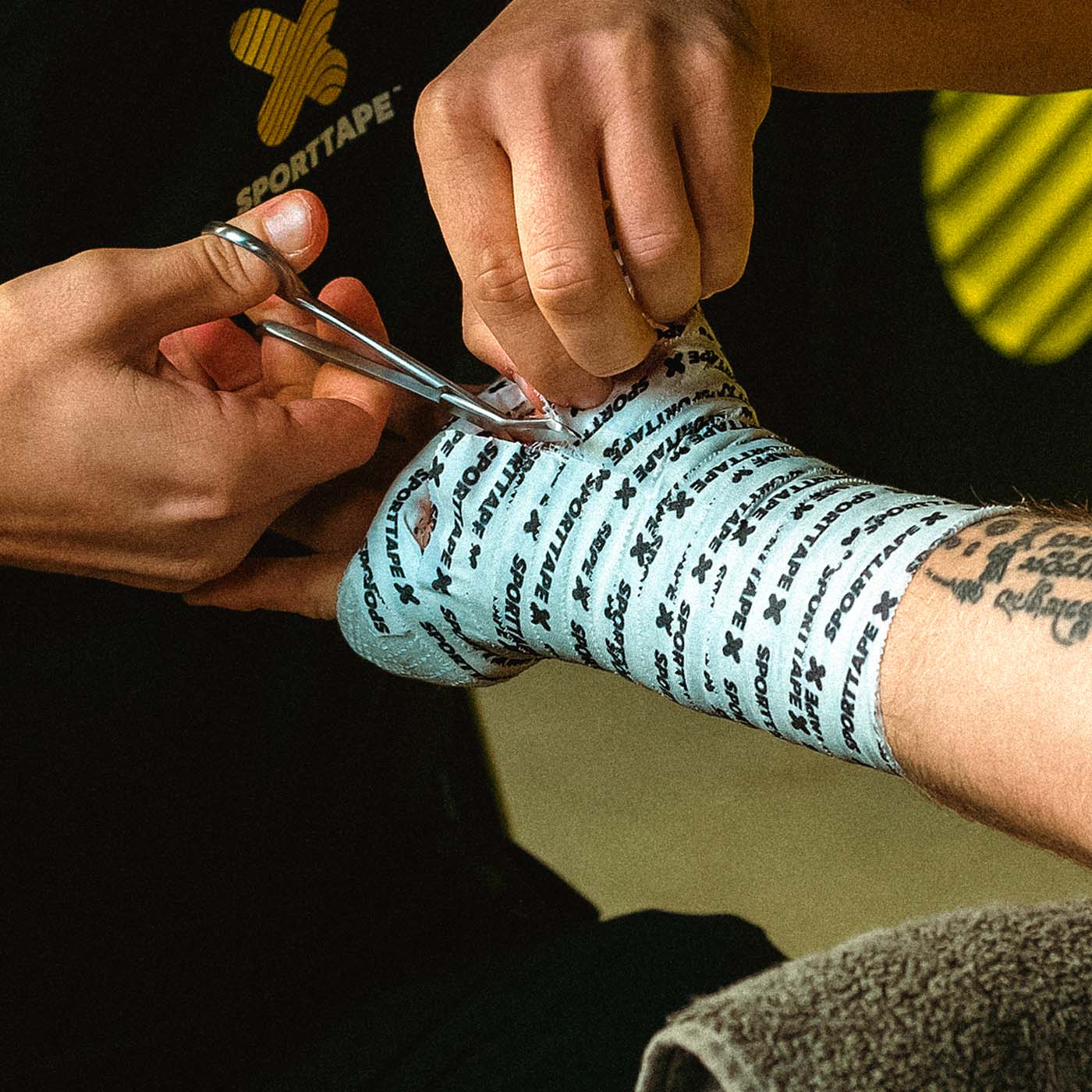 Removing Boxing Hand Wrap 