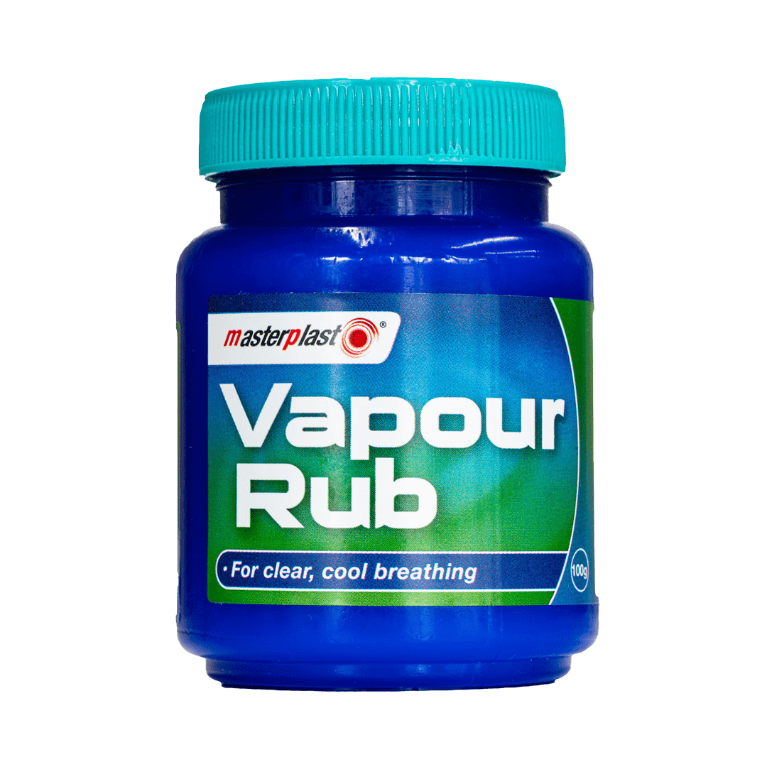 Blue jar of Masterplast Vapour Rub on a transparent background